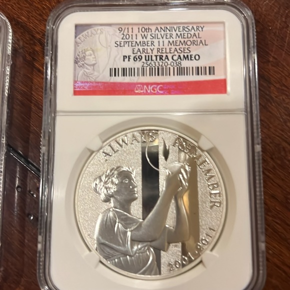 2) 🇺🇸 9/11 Medals SILVER 0.999 FINE PROOF NGC Graded Memorial 10th Anniversary - Picture 4 of 4